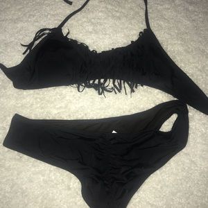 VS Black fringe scoop neck bikini size S